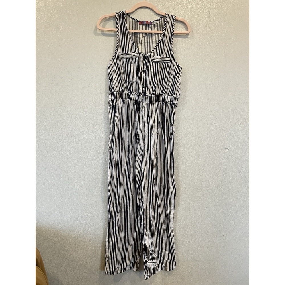 Urban Renewal Jumpsuit Womens M Blue Striped Cropped Urban Outfitters USA Made